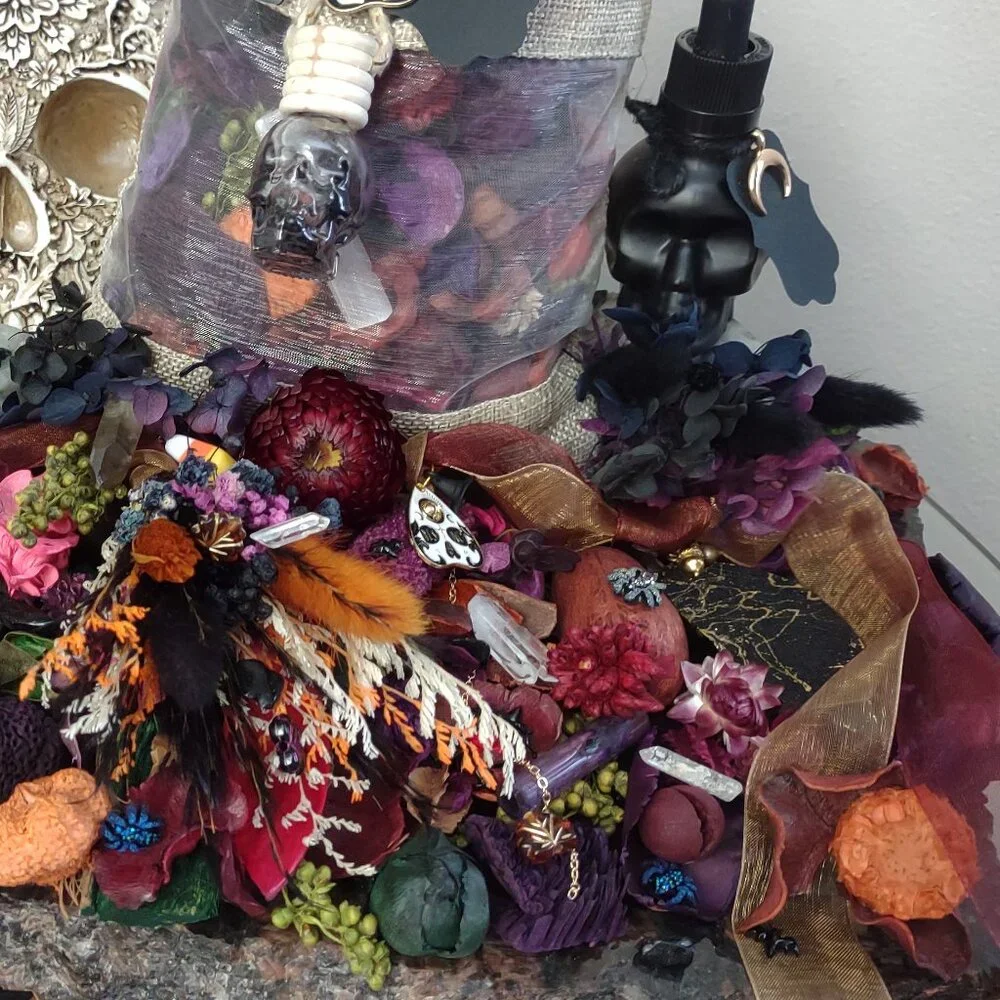 Dragon's Blood Scented Fall Crystal Potpourri Set Halloween Samhain Gift